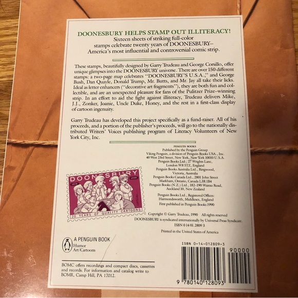 Vintage 1990 Doonesbury Stamp Album, Sixteen Sheets Celebrating 20 years (2) - Picture 4 of 5